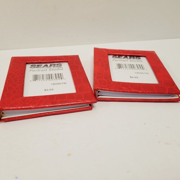 2 SEARS Portrait Studio Mini Red Animal Print Photo Album Picture Holders - Picture 2 of 4